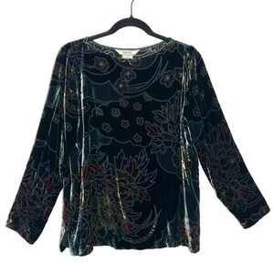 FROXX Burnout Velvet Pullover Rayon Silk Blouse Top Medium‎